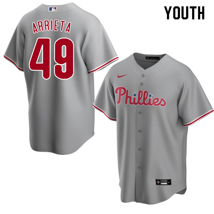 Nike Youth #49 Jake Arrieta Philadelphia Phillies Baseball Jerseys Sale-Gray